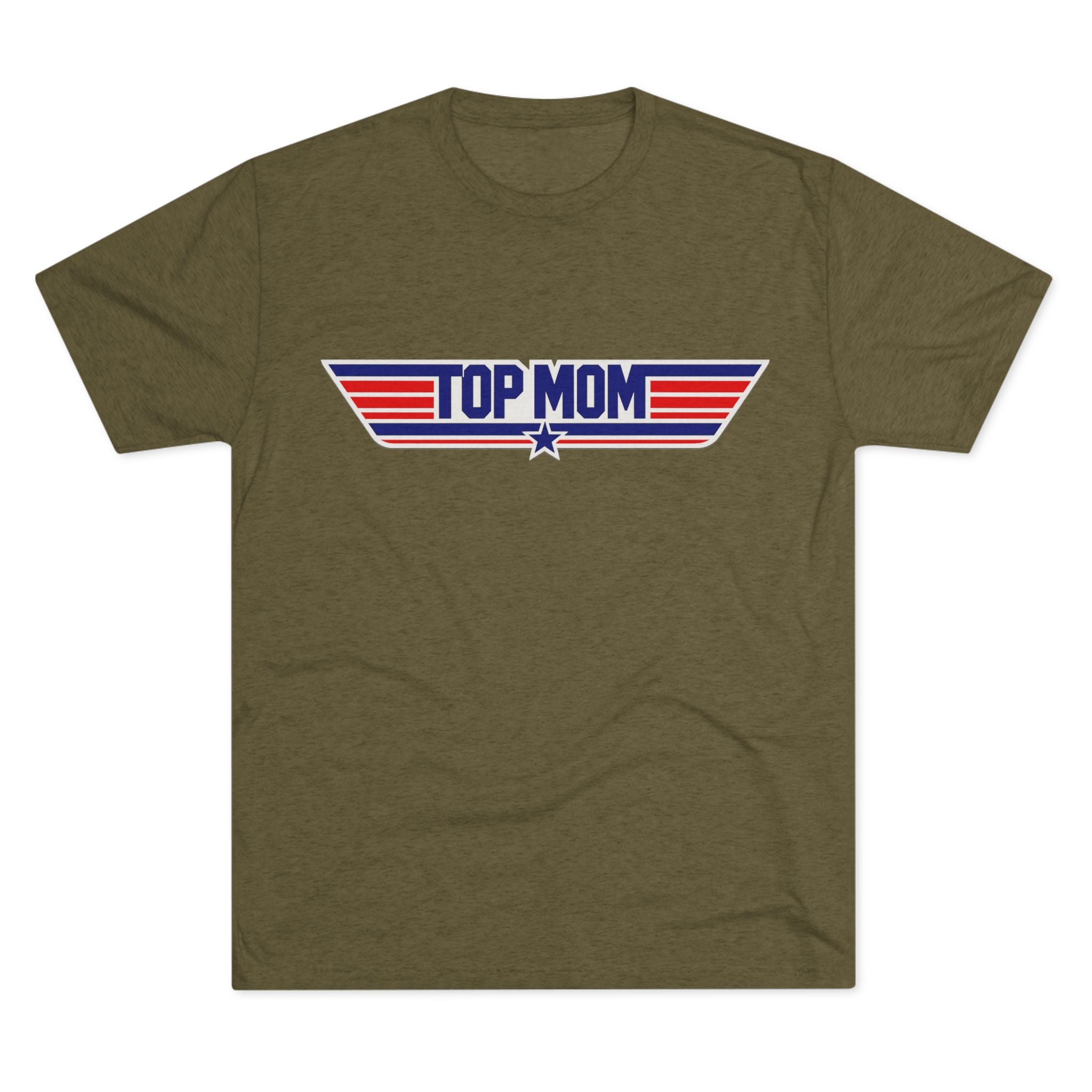 Top Mom Retro Aviation Logo Tee | Patriotic Star Stripes Mom Shirt
