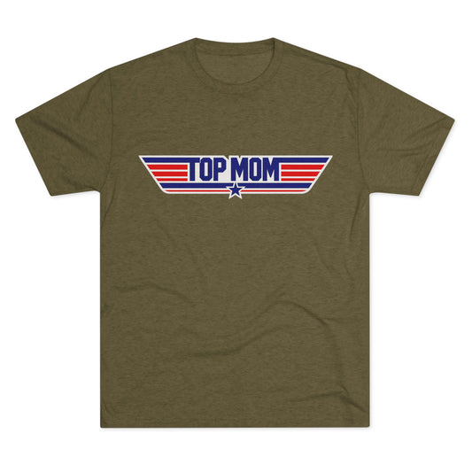 Top Mom Retro Aviation Logo Tee | Patriotic Star Stripes Mom Shirt