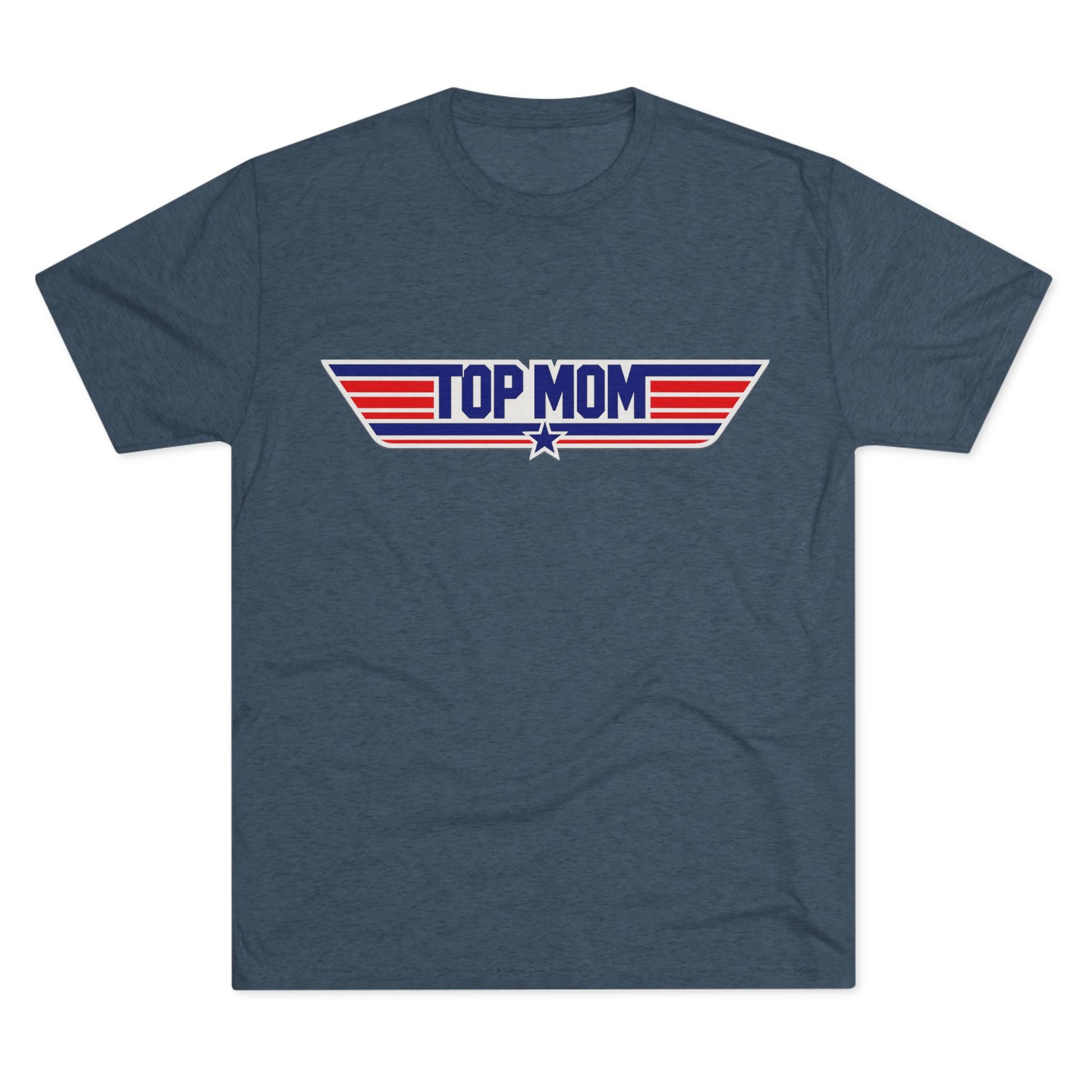 Top Mom Retro Aviation Logo Tee | Patriotic Star Stripes Mom Shirt