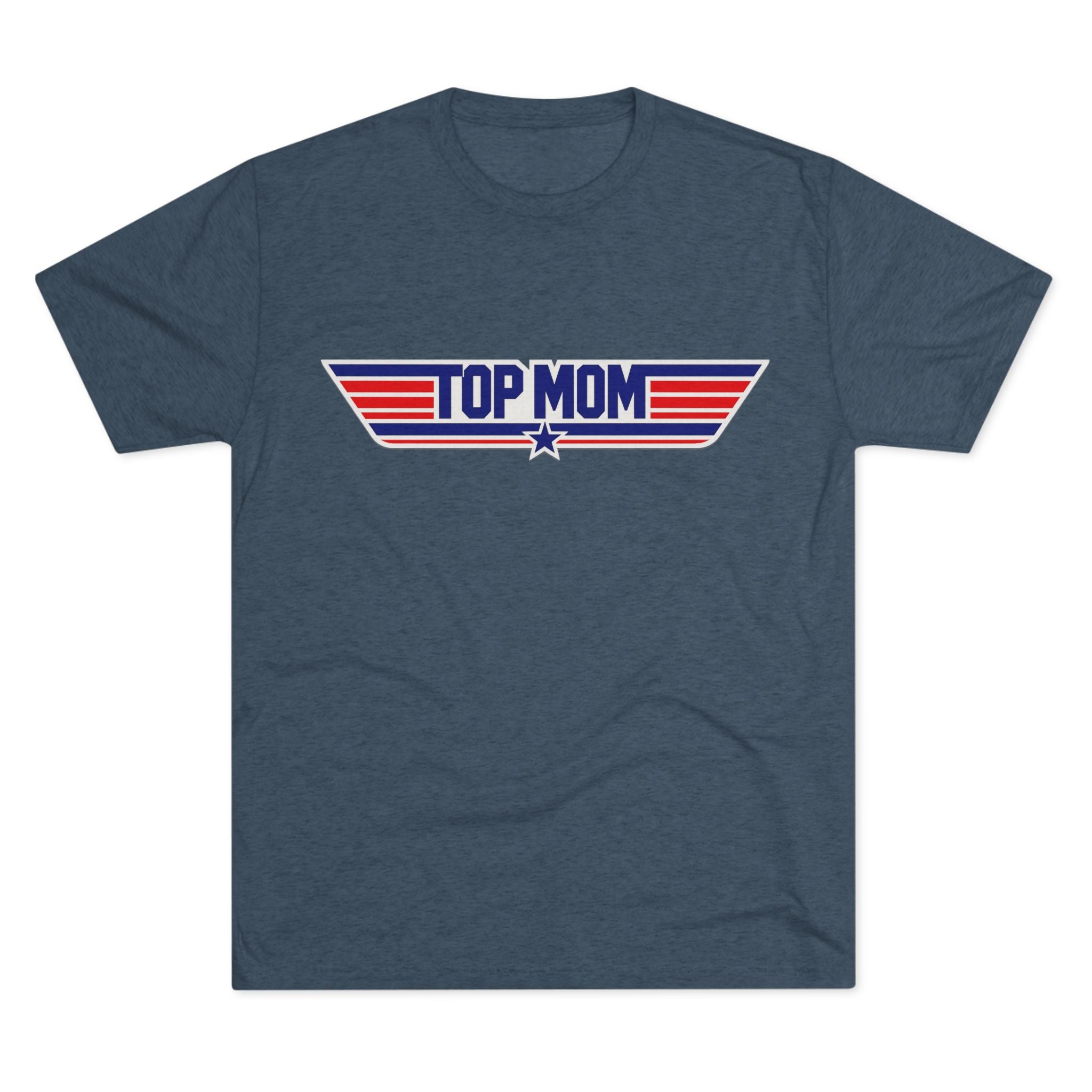 Top Mom Retro Aviation Logo Tee | Patriotic Star Stripes Mom Shirt