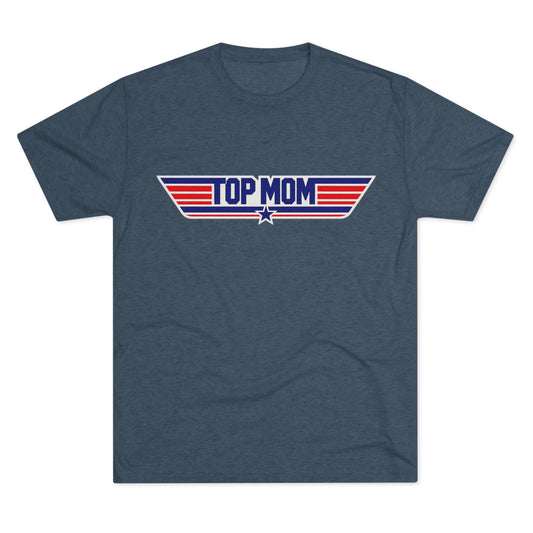 Top Mom Retro Aviation Logo Tee | Patriotic Star Stripes Mom Shirt