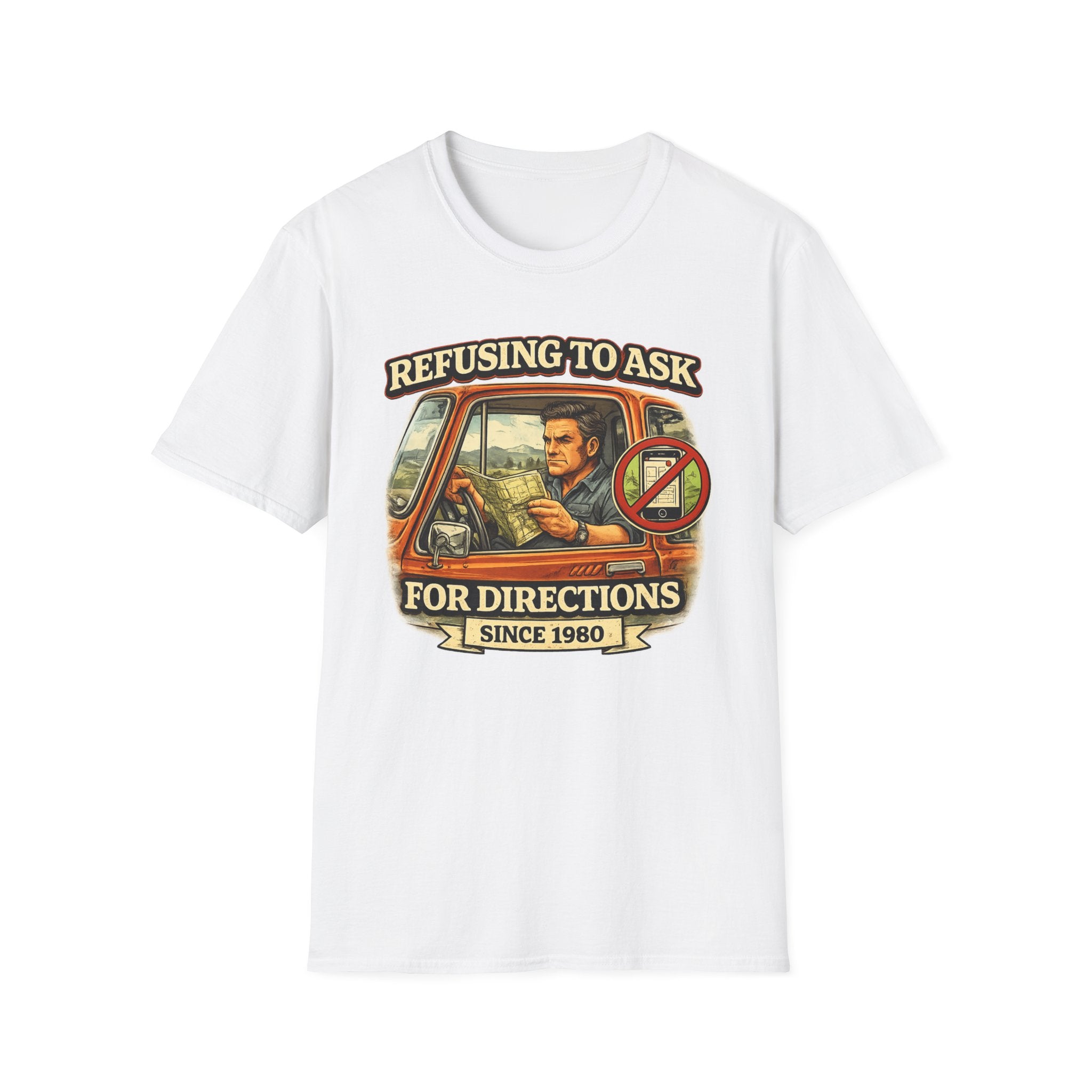 Refusing to Ask for Directions Tee Shirt | Funny Retro Driver Map Design