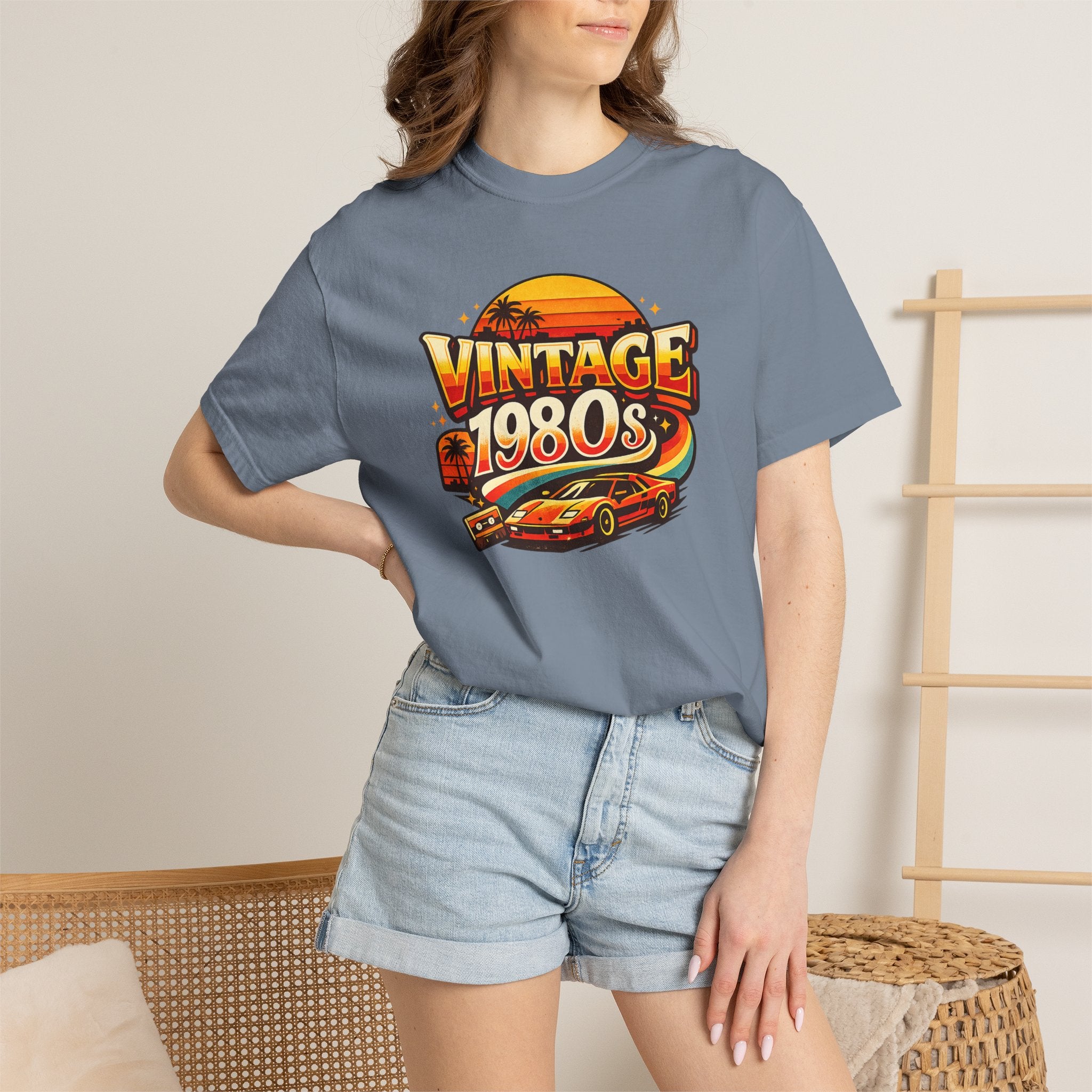 Vintage 1980s Retro Sports Car T-Shirt | Sunset Palm Beach Nostalgia
