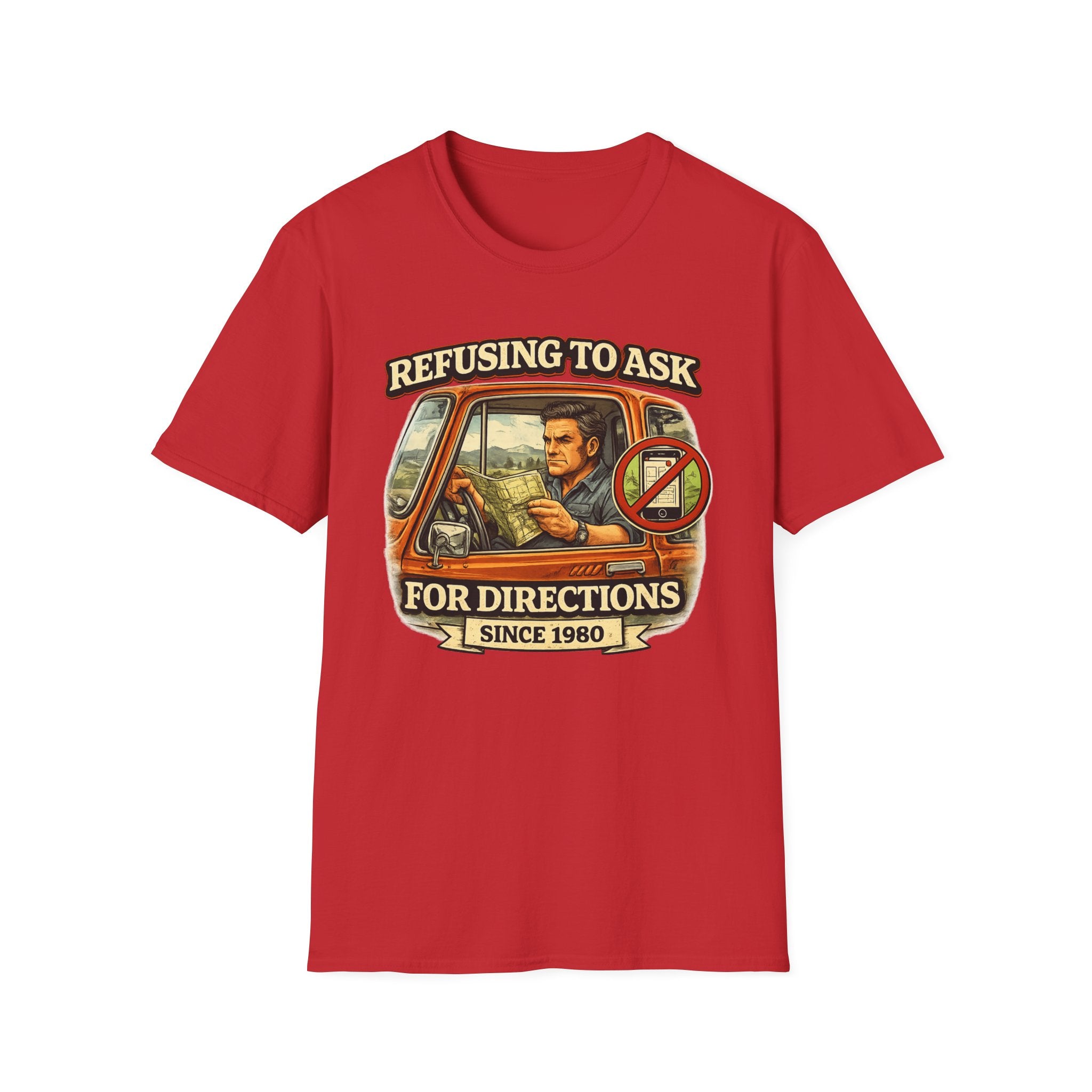 Refusing to Ask for Directions Tee Shirt | Funny Retro Driver Map Design