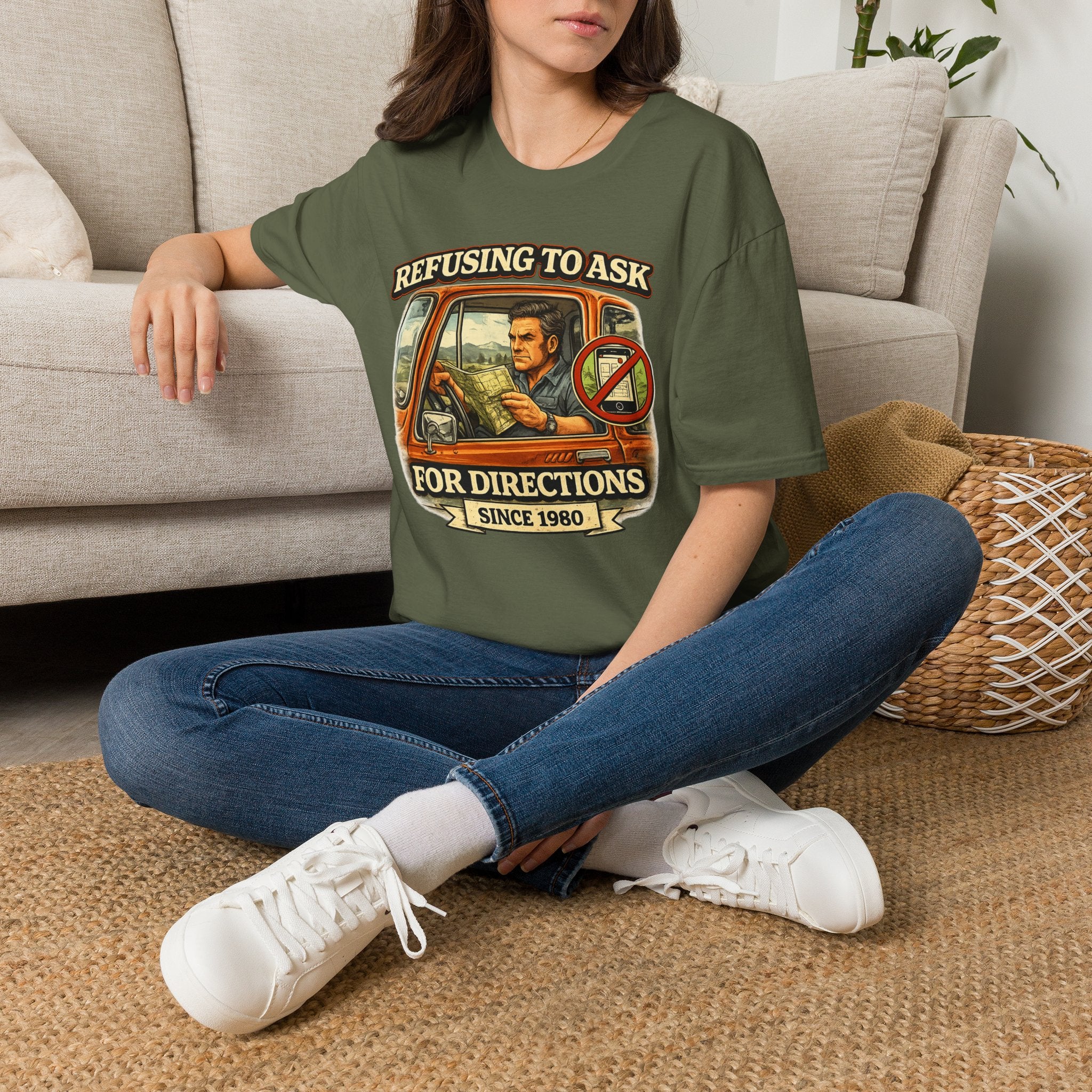 Refusing to Ask for Directions Tee Shirt | Funny Retro Driver Map Design