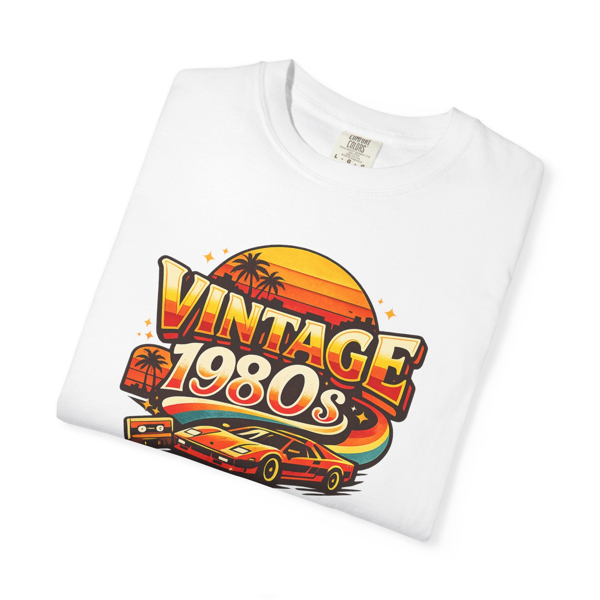 Vintage 1980s Retro Sports Car T-Shirt | Sunset Palm Beach Nostalgia
