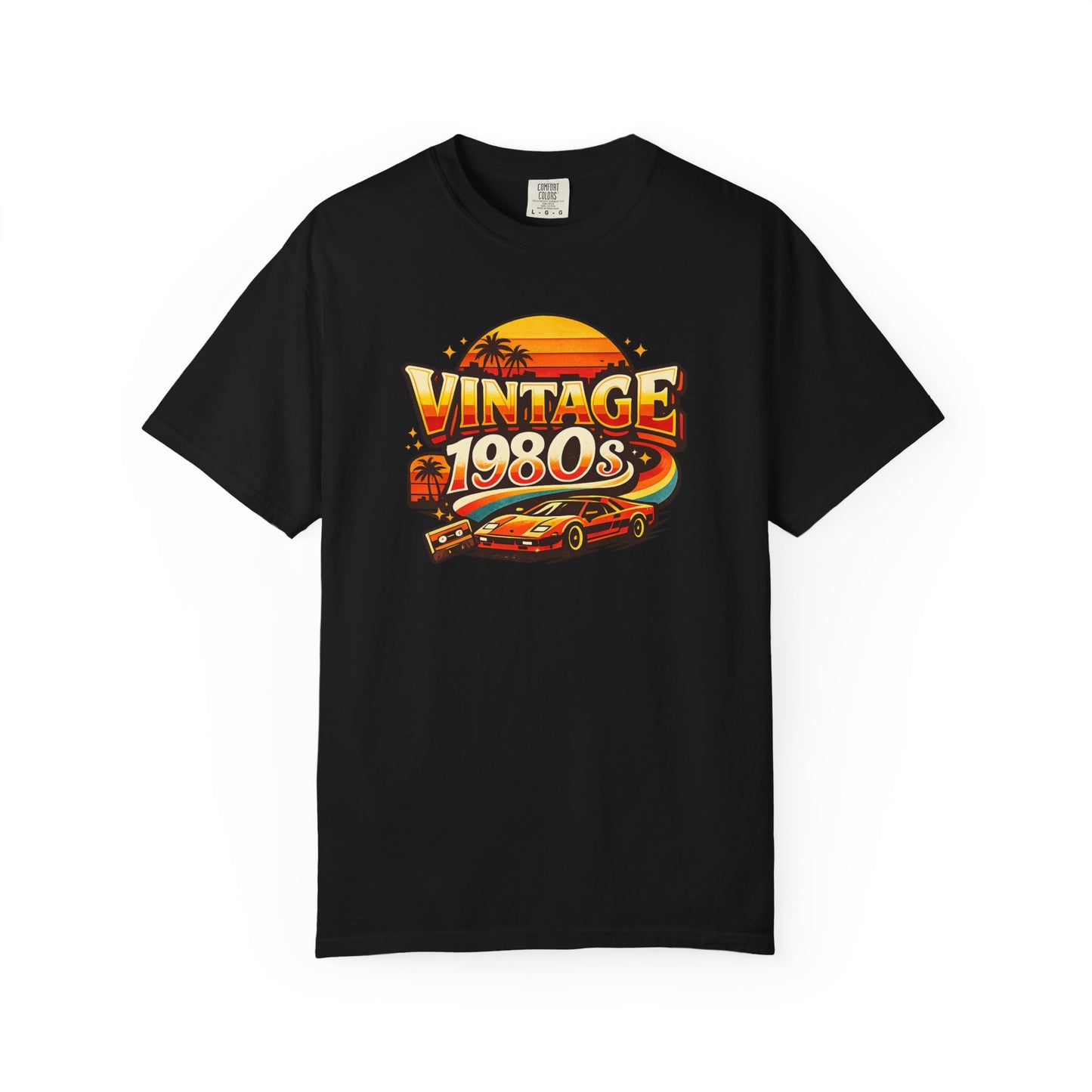 Vintage 1980s Retro Sports Car T-Shirt | Sunset Palm Beach Nostalgia