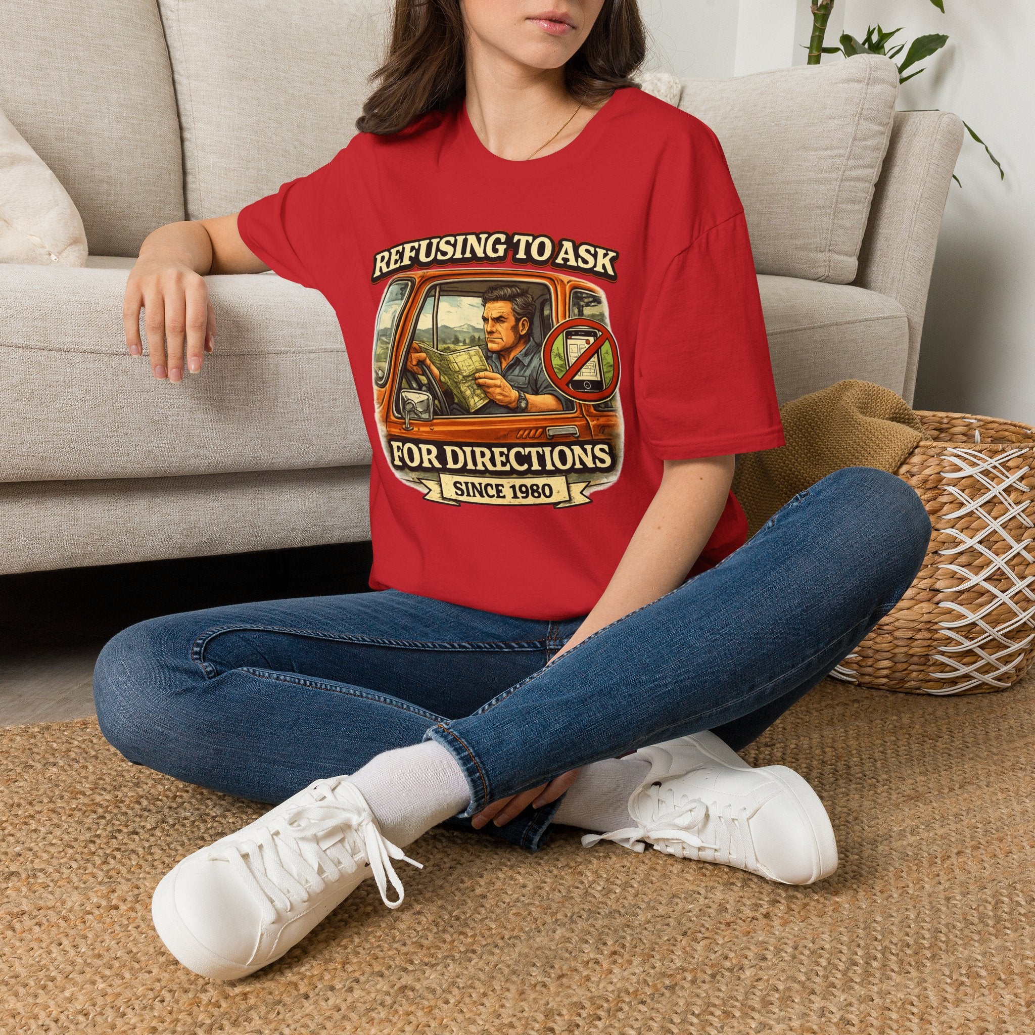 Refusing to Ask for Directions Tee Shirt | Funny Retro Driver Map Design