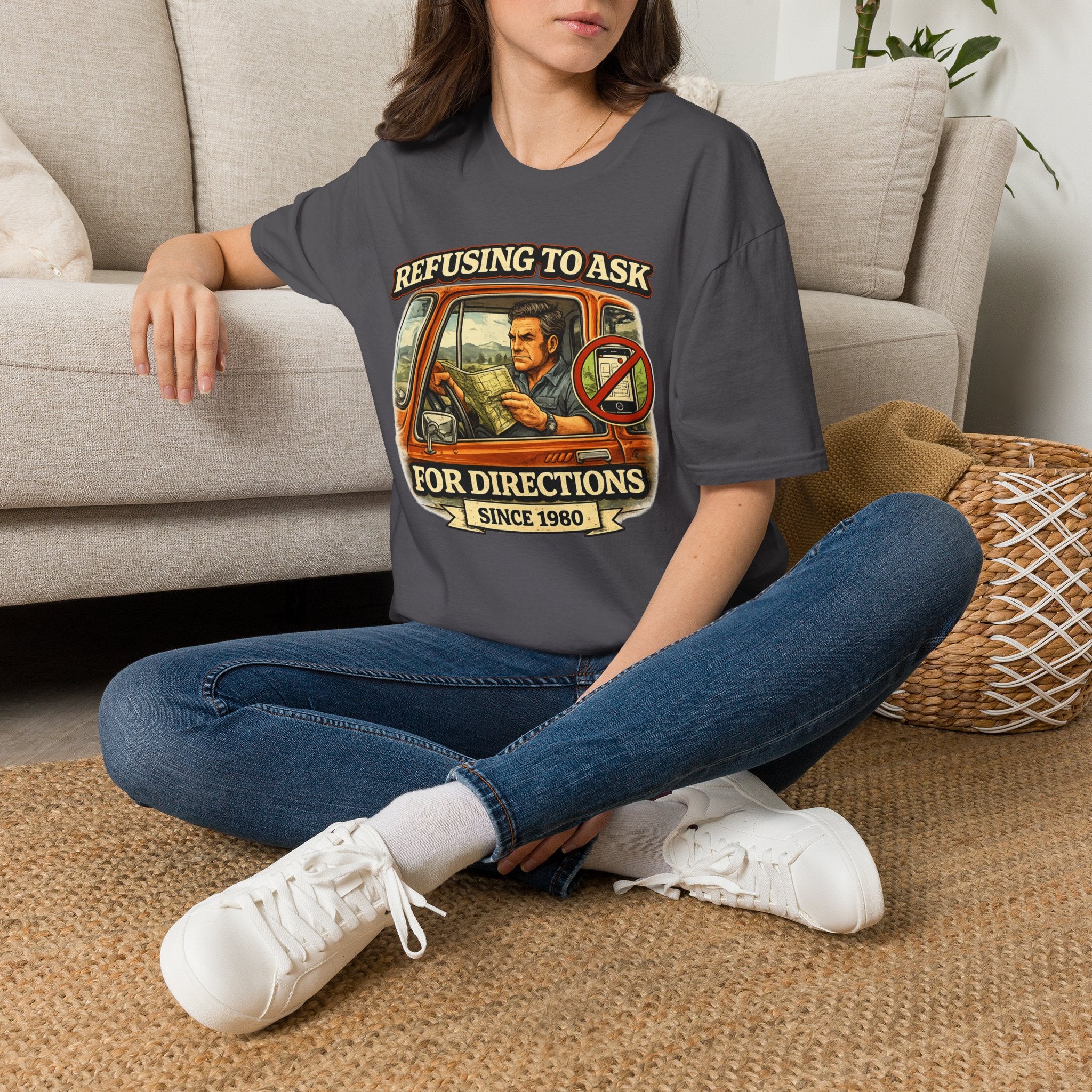 Refusing to Ask for Directions Tee Shirt | Funny Retro Driver Map Design
