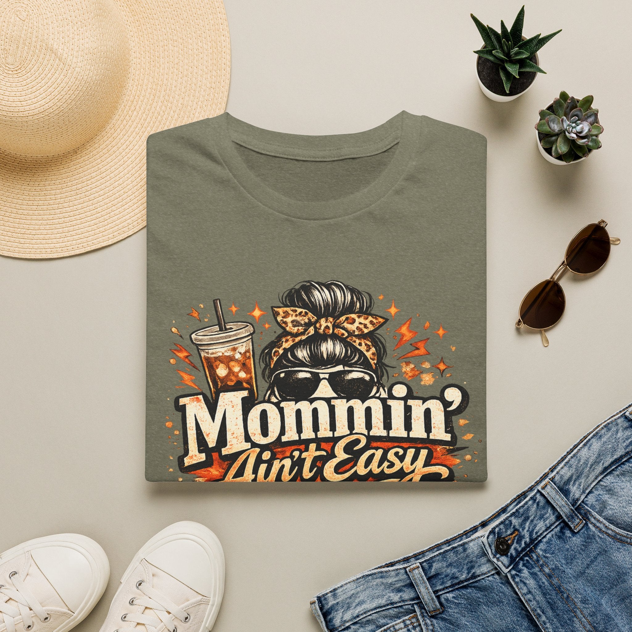 Mommin' Ain't Easy Send Help T-Shirt | Messy Bun Coffee Mom