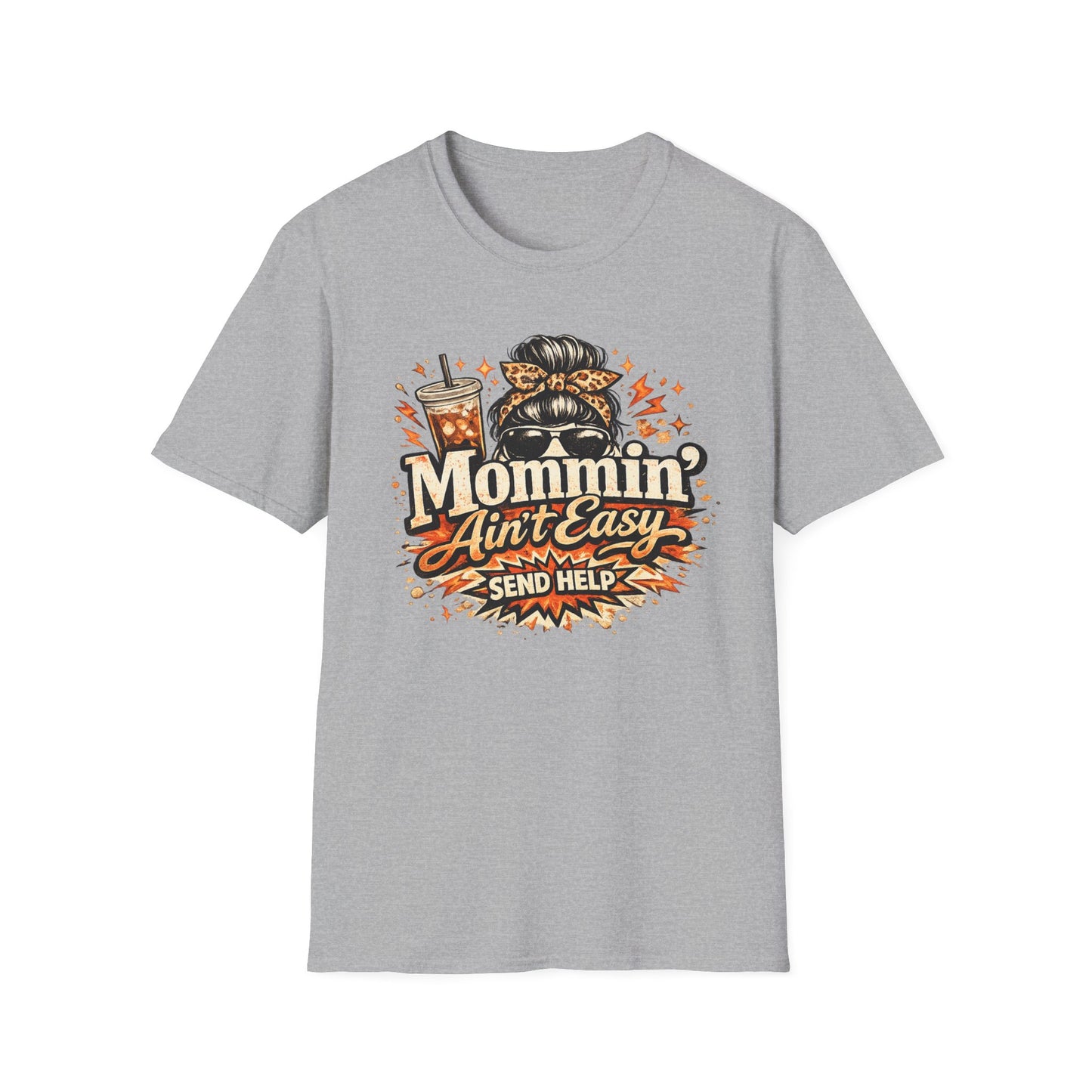 Mommin' Ain't Easy Send Help T-Shirt | Messy Bun Coffee Mom
