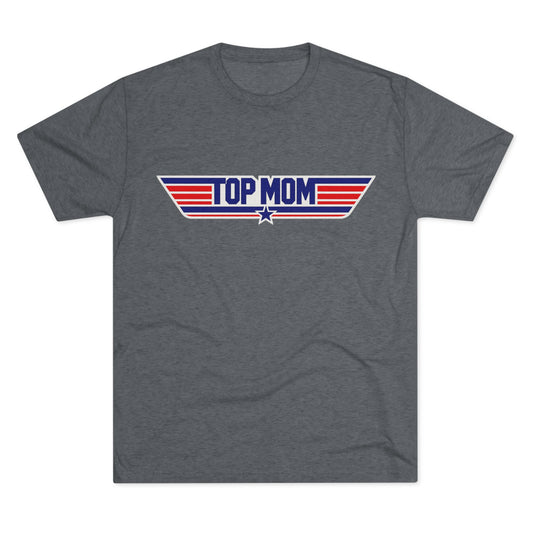 Top Mom Retro Aviation Logo Tee | Patriotic Star Stripes Mom Shirt