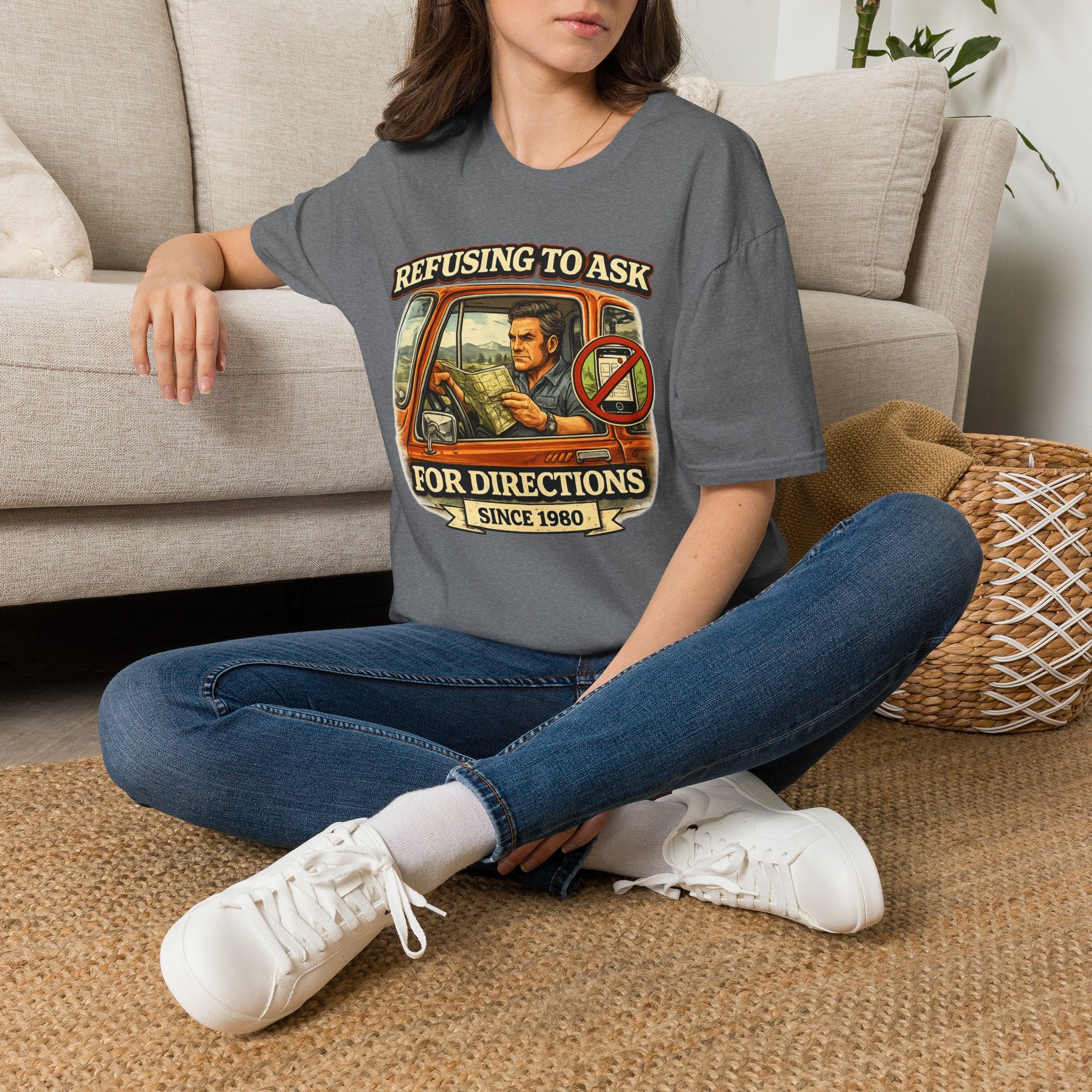 Refusing to Ask for Directions Tee Shirt | Funny Retro Driver Map Design