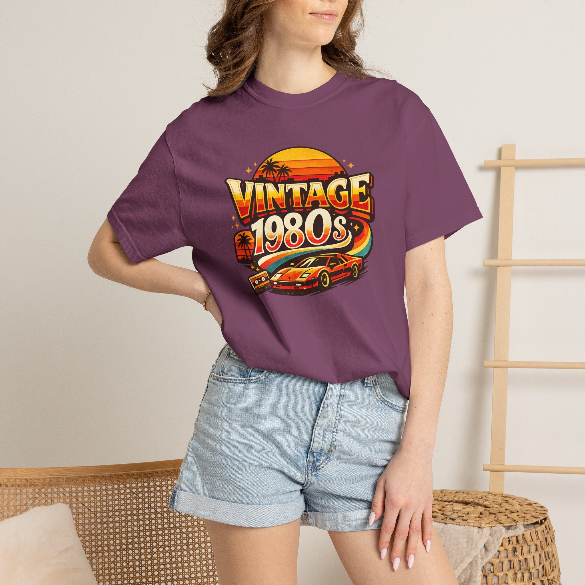 Vintage 1980s Retro Sports Car T-Shirt | Sunset Palm Beach Nostalgia