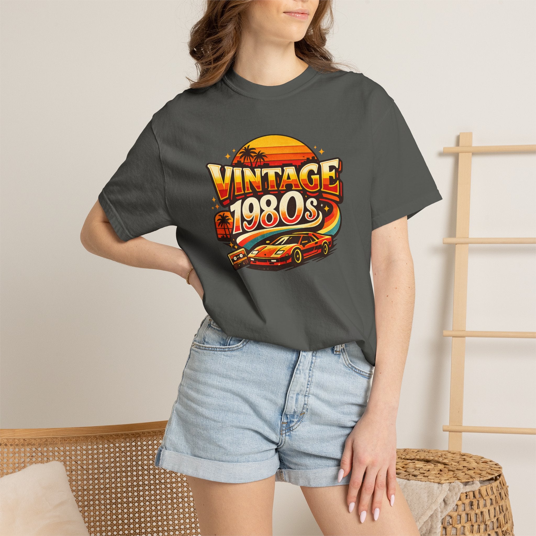 Vintage 1980s Retro Sports Car T-Shirt | Sunset Palm Beach Nostalgia