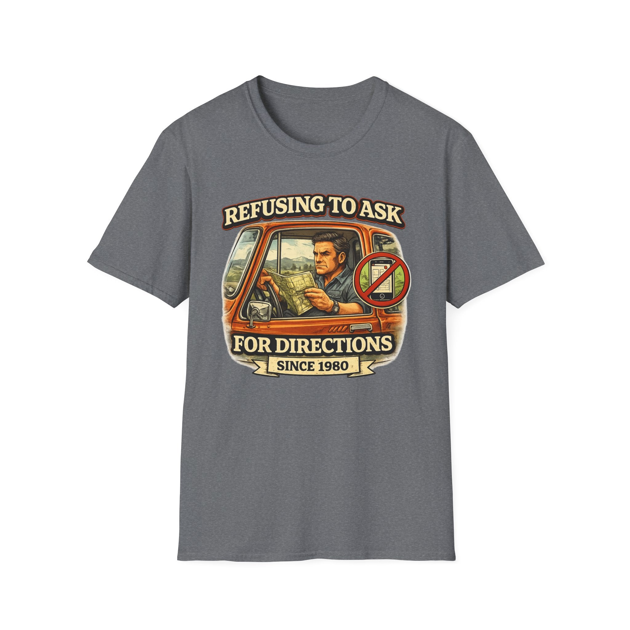 Refusing to Ask for Directions Tee Shirt | Funny Retro Driver Map Design