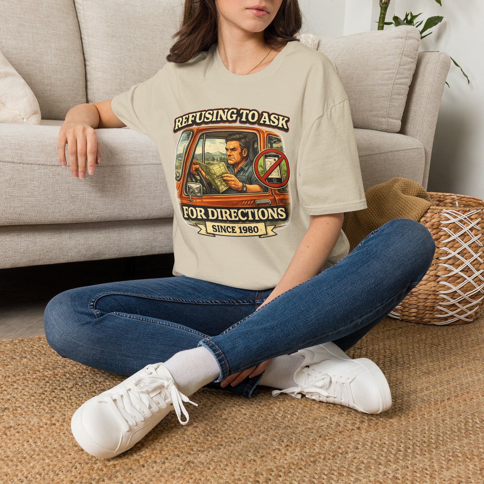 Refusing to Ask for Directions Tee Shirt | Funny Retro Driver Map Design