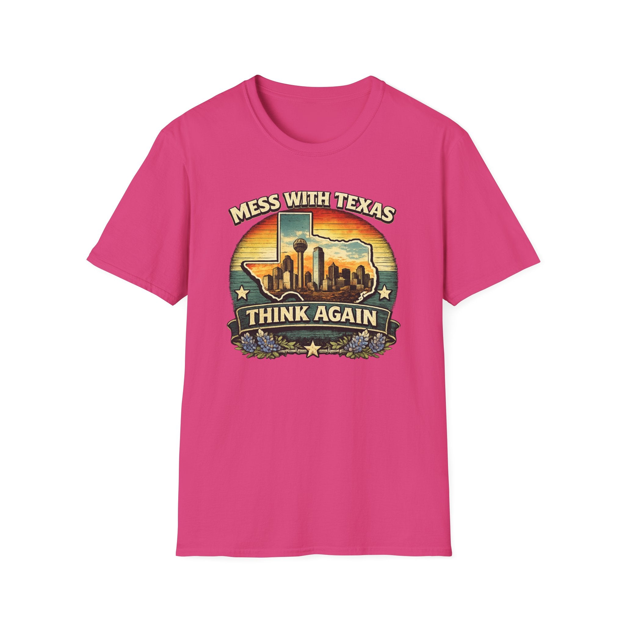 Mess With Texas Think Again Tee Shirt | Texas Skyline Graphic Tee