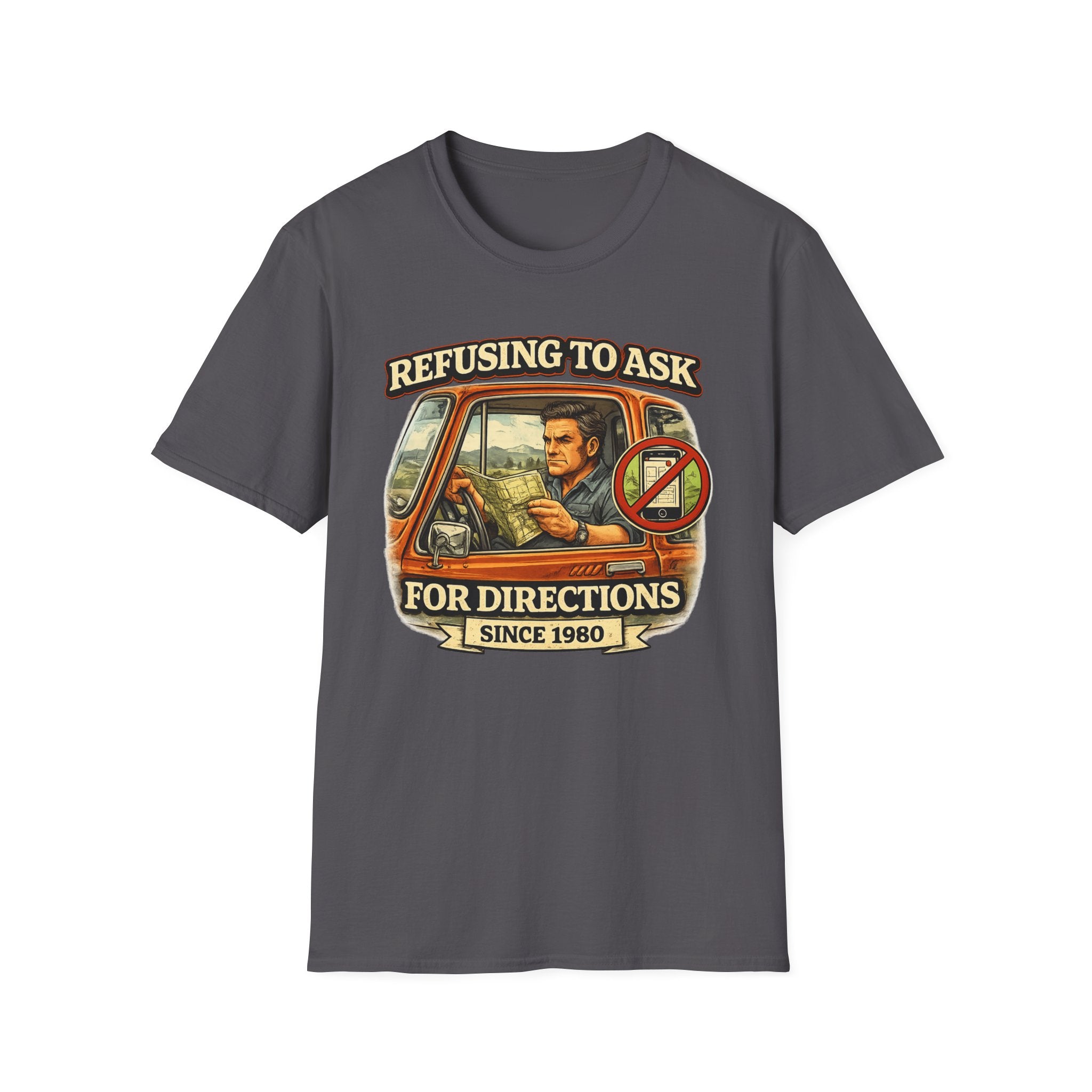Refusing to Ask for Directions Tee Shirt | Funny Retro Driver Map Design
