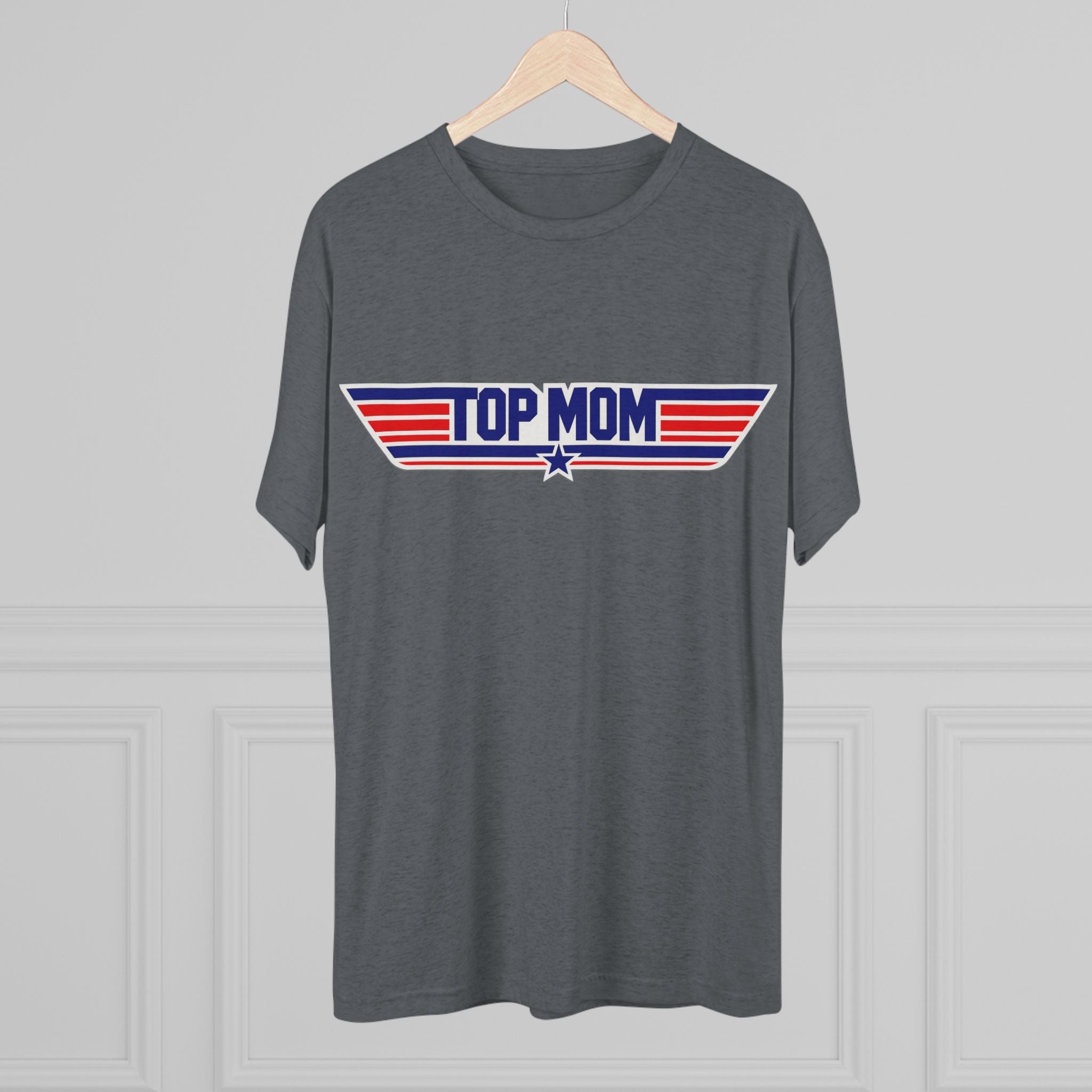 Top Mom Retro Aviation Logo Tee | Patriotic Star Stripes Mom Shirt