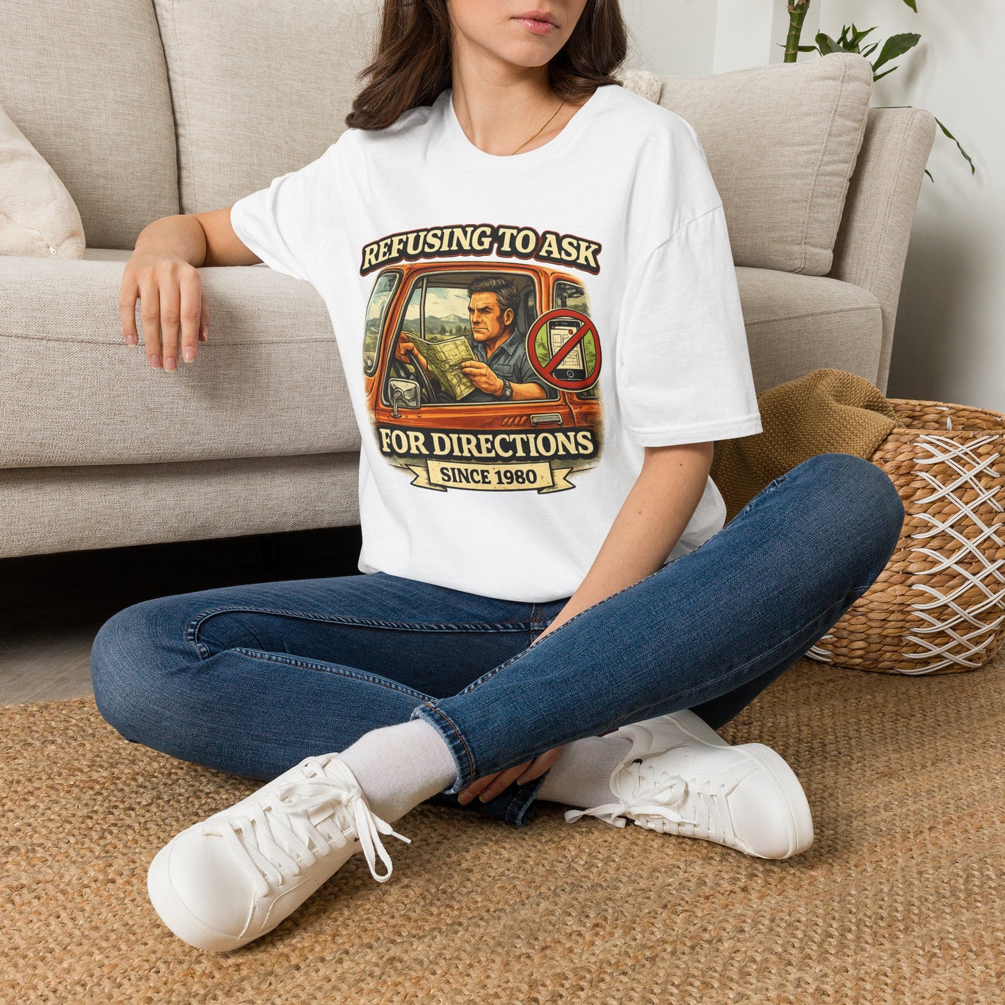 Refusing to Ask for Directions Tee Shirt | Funny Retro Driver Map Design