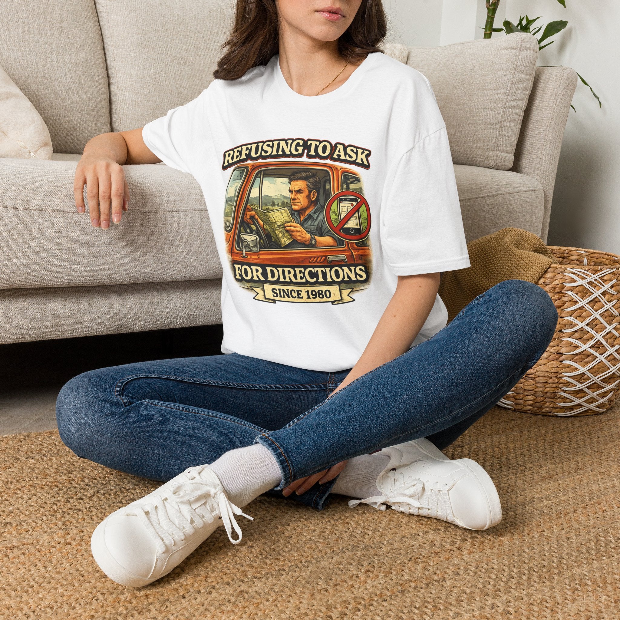 Refusing to Ask for Directions Tee Shirt | Funny Retro Driver Map Design