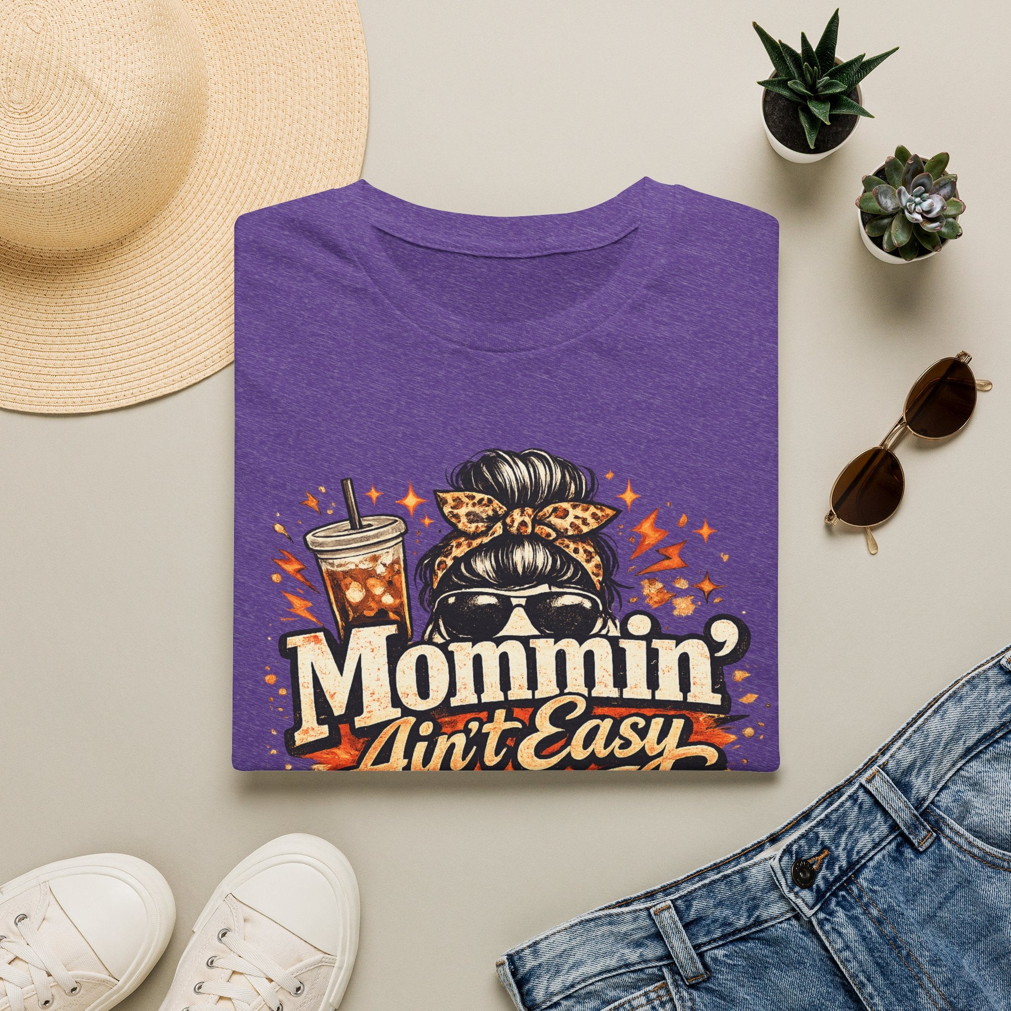 Mommin' Ain't Easy Send Help T-Shirt | Messy Bun Coffee Mom