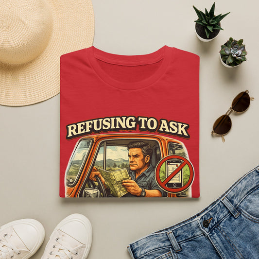 Refusing to Ask for Directions Tee Shirt | Funny Retro Driver Map Design