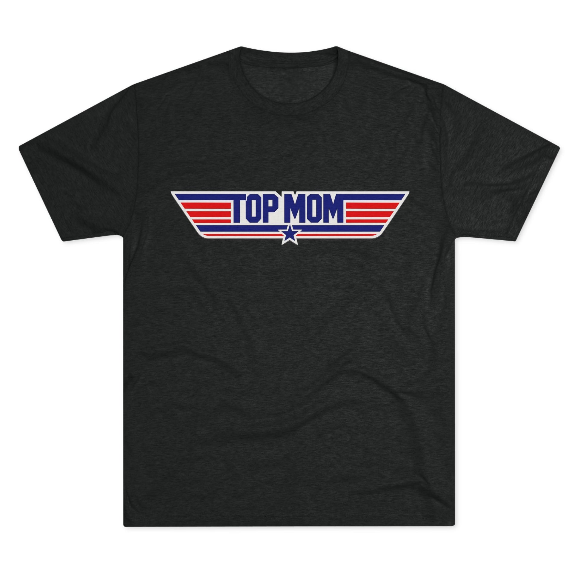 Top Mom Retro Aviation Logo Tee | Patriotic Star Stripes Mom Shirt