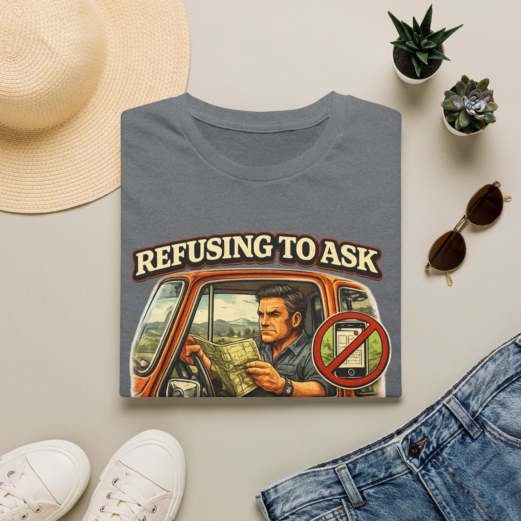 Refusing to Ask for Directions Tee Shirt | Funny Retro Driver Map Design