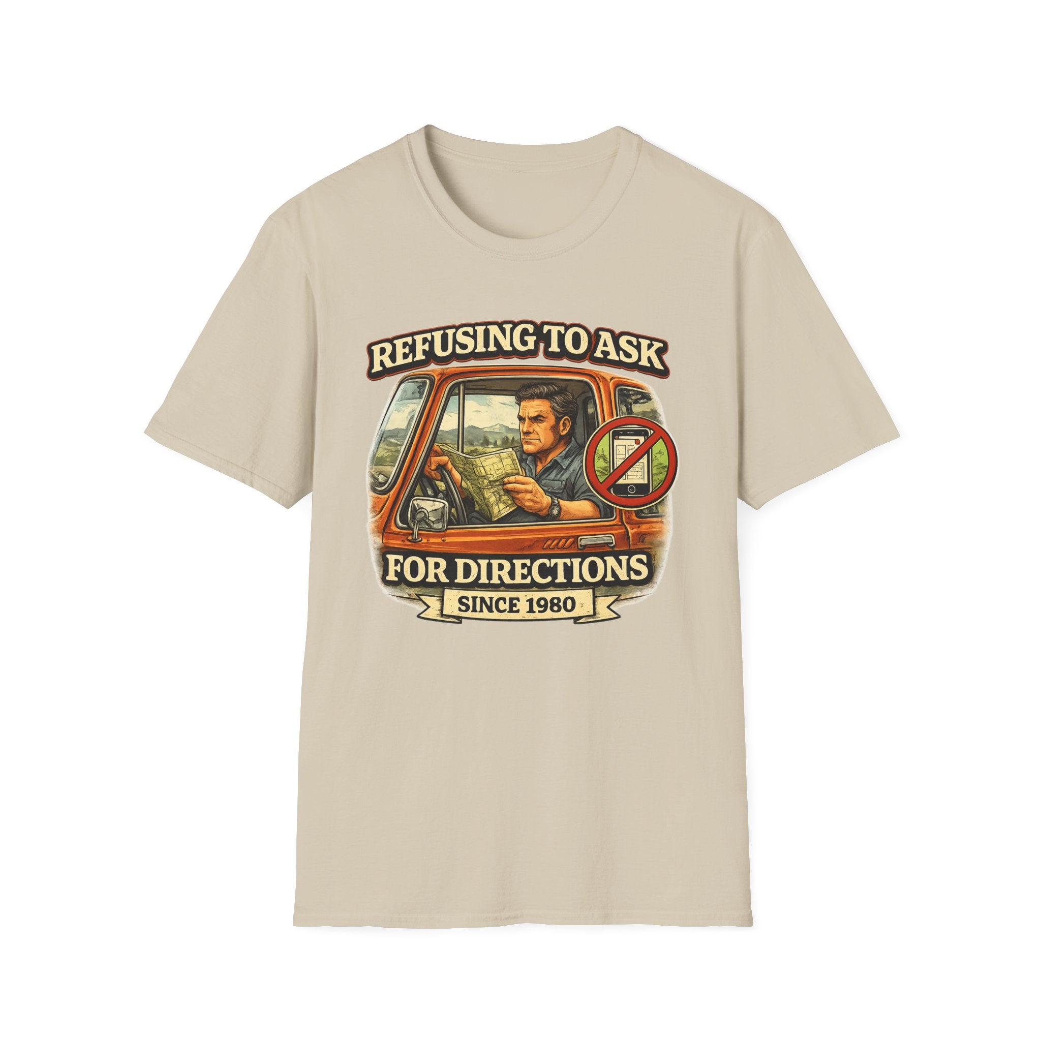 Refusing to Ask for Directions Tee Shirt | Funny Retro Driver Map Design