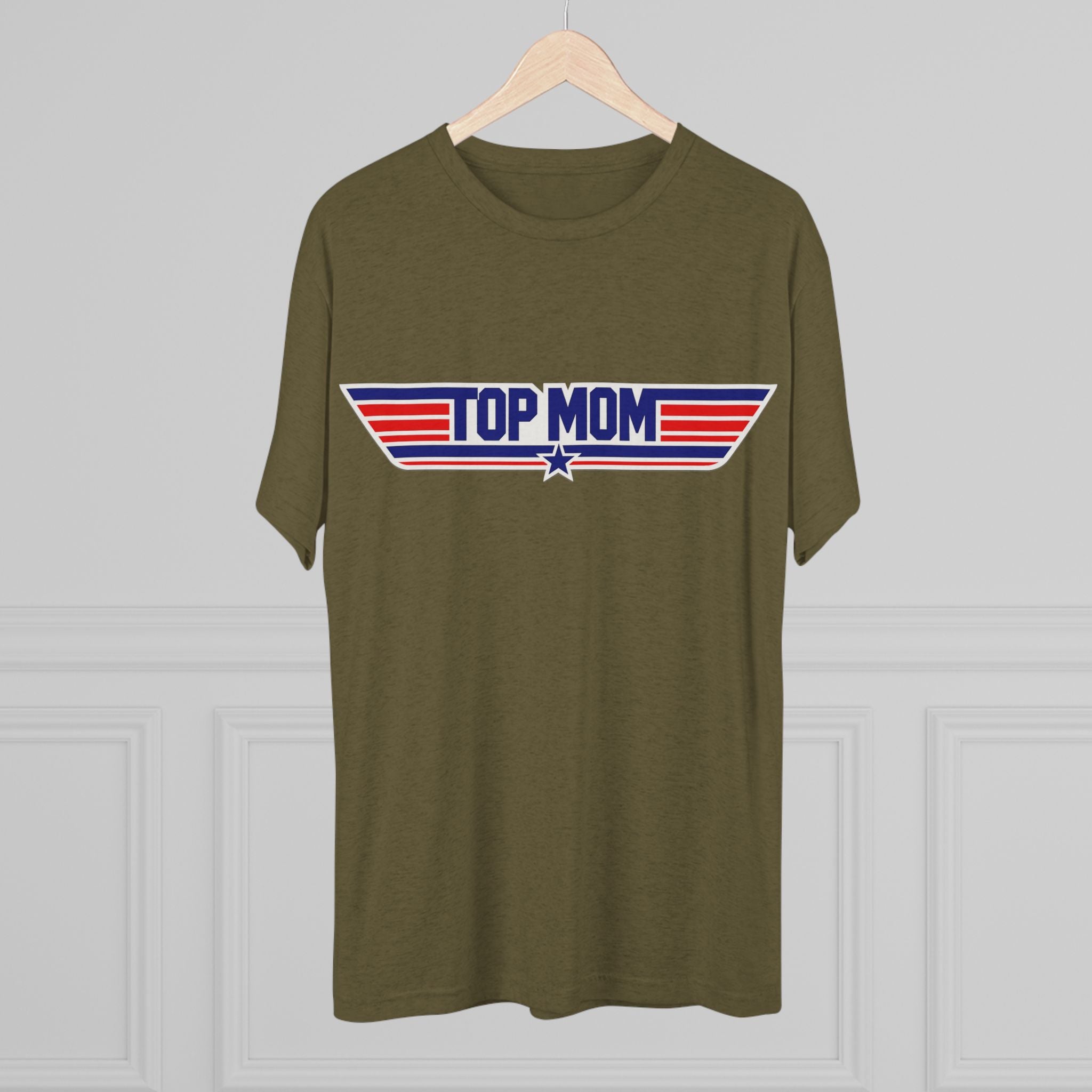 Top Mom Retro Aviation Logo Tee | Patriotic Star Stripes Mom Shirt