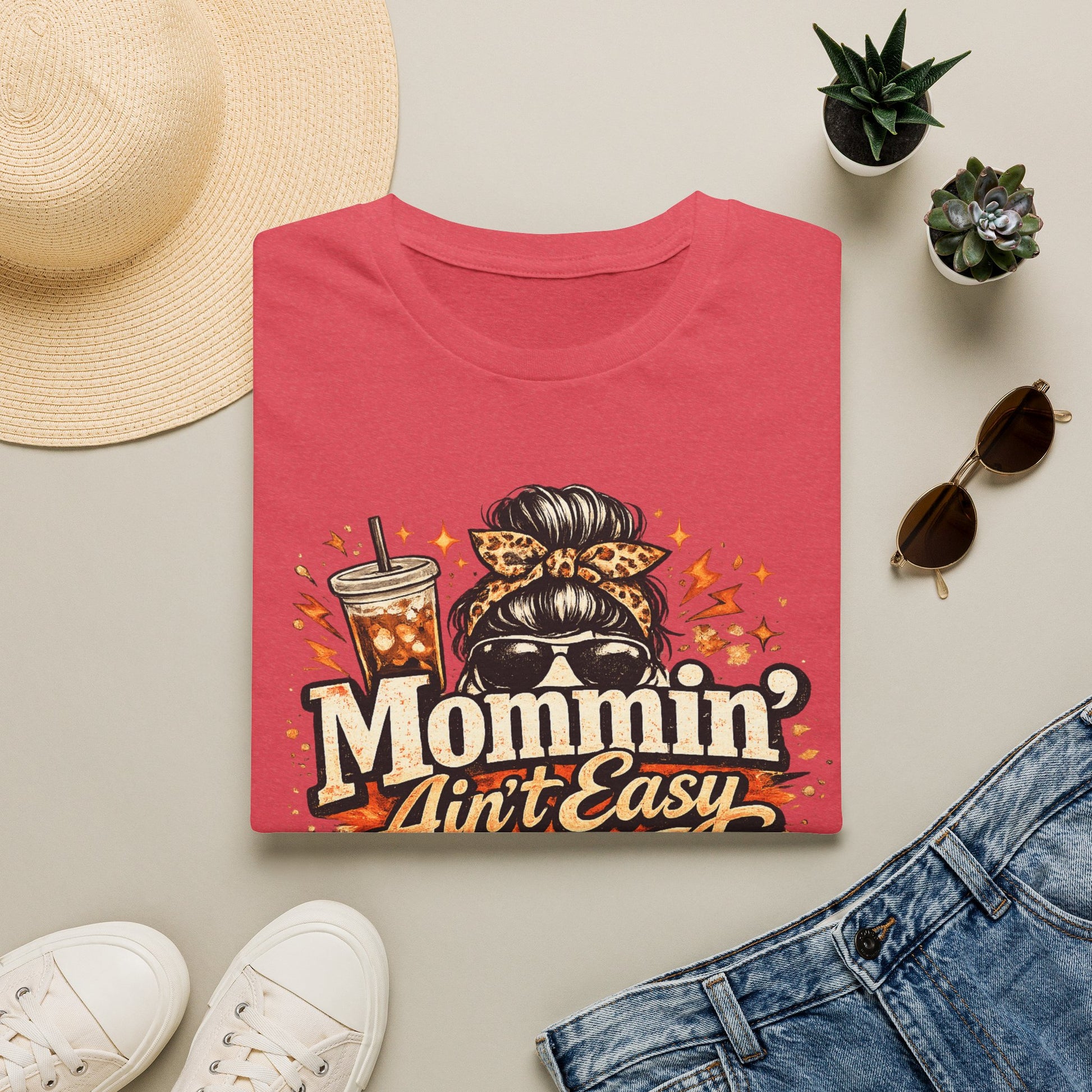 Mommin' Ain't Easy Send Help T-Shirt | Messy Bun Coffee Mom