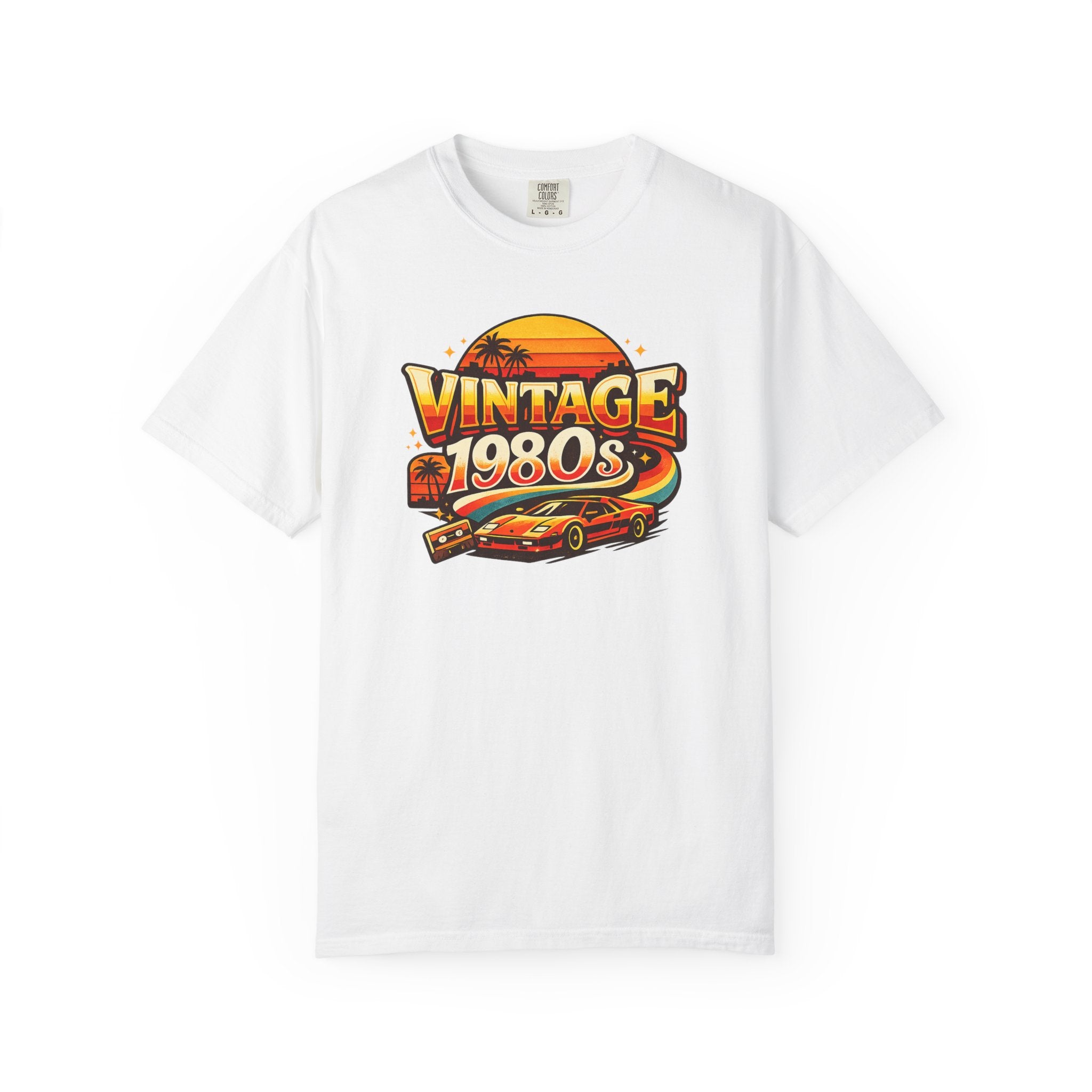 Vintage 1980s Retro Sports Car T-Shirt | Sunset Palm Beach Nostalgia