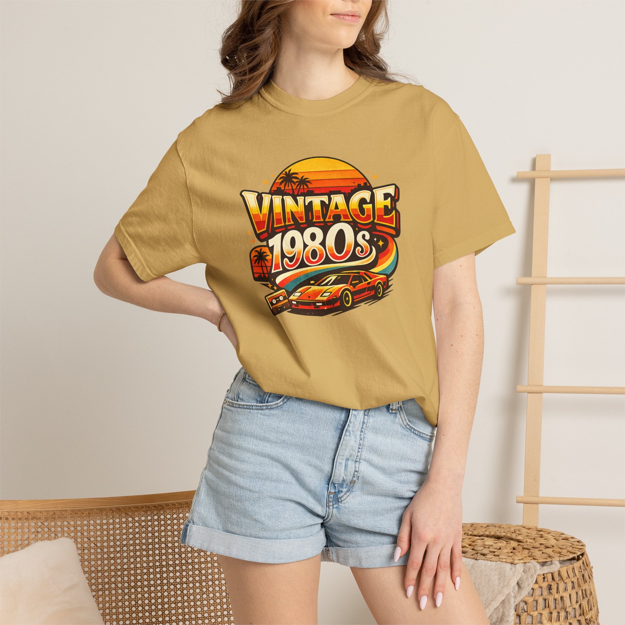 Vintage 1980s Retro Sports Car T-Shirt | Sunset Palm Beach Nostalgia