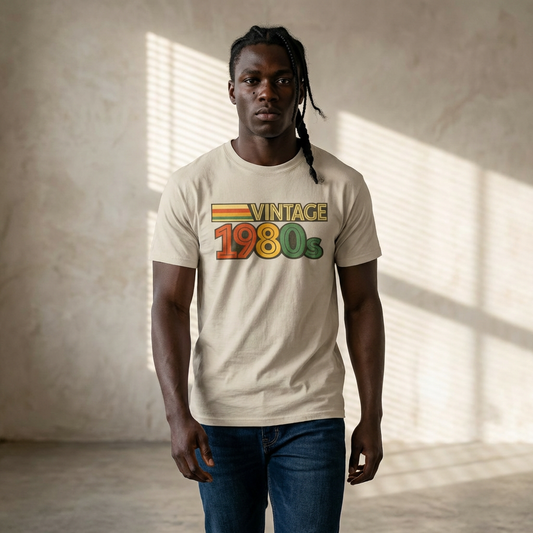 Vintage 1980s Retro Stripe Tee Shirt | 80s Nostalgia Graphic Shirt