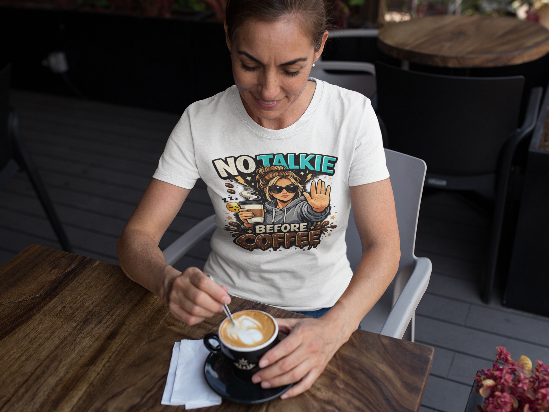 No Talkie Before Coffee T-Shirt | Funny Coffee Shirt for Women