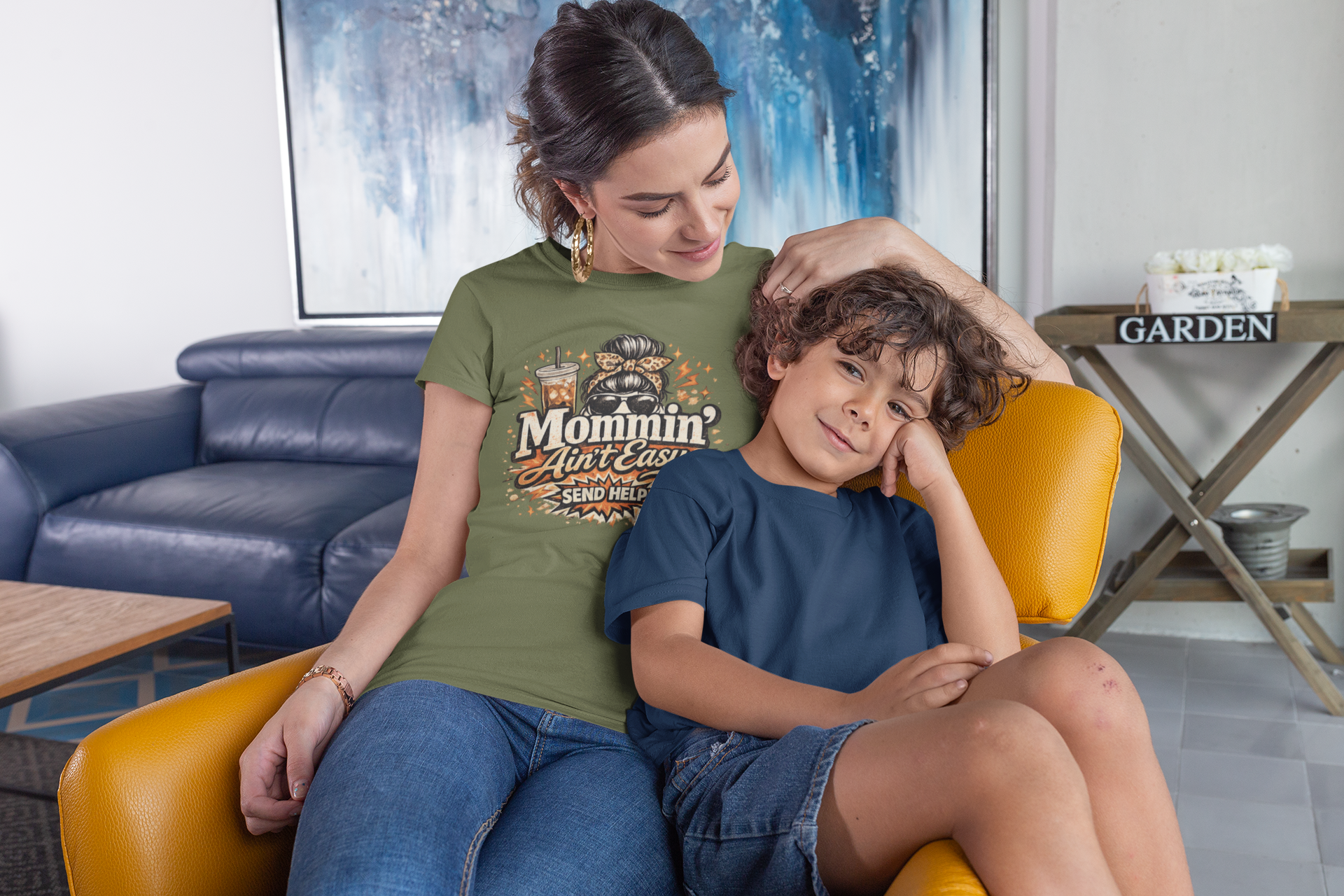 Mommin' Ain't Easy Send Help T-Shirt | Messy Bun Coffee Mom
