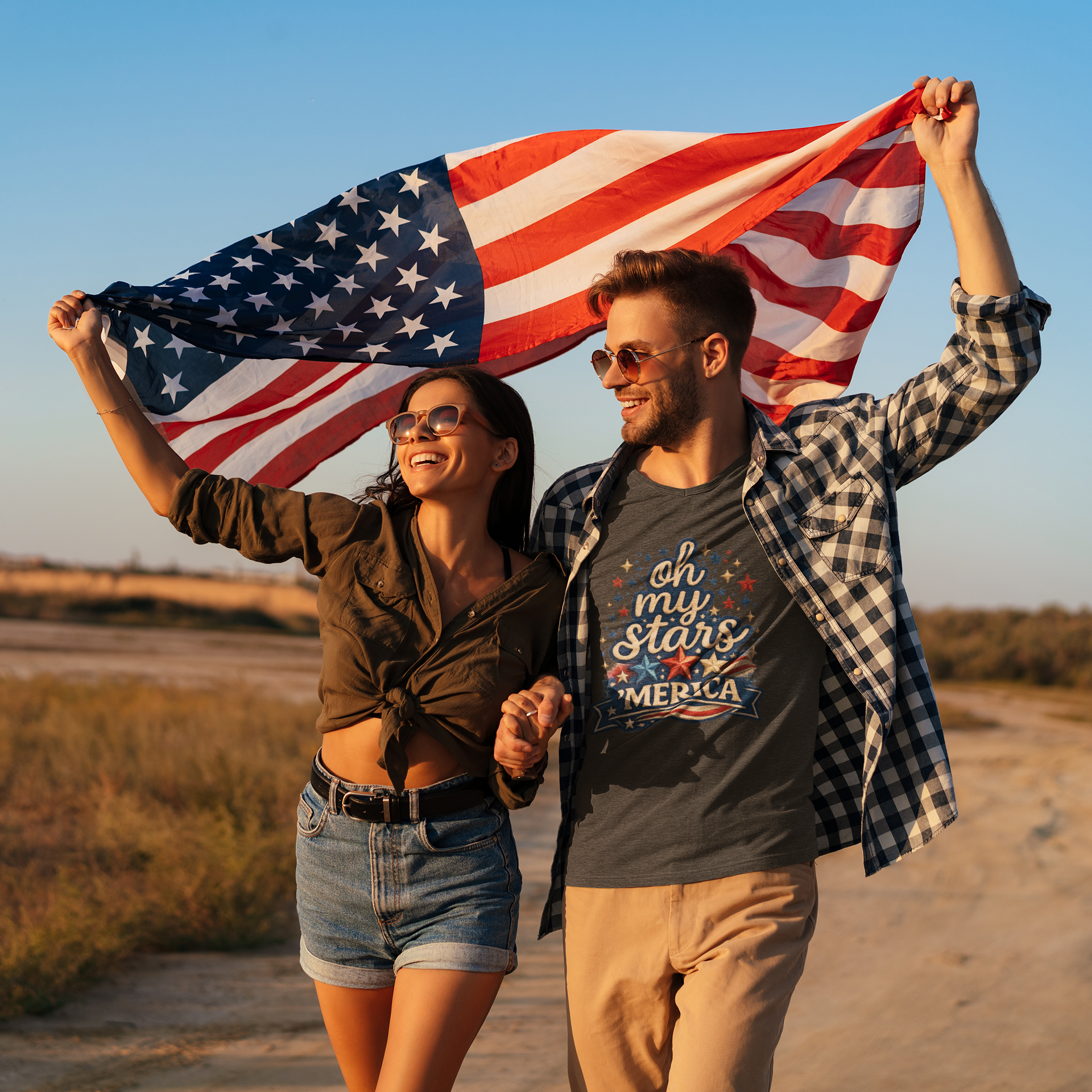 Oh My Stars 'Merica T-Shirt | Patriotic 4th of July Stars and Stripes Tee