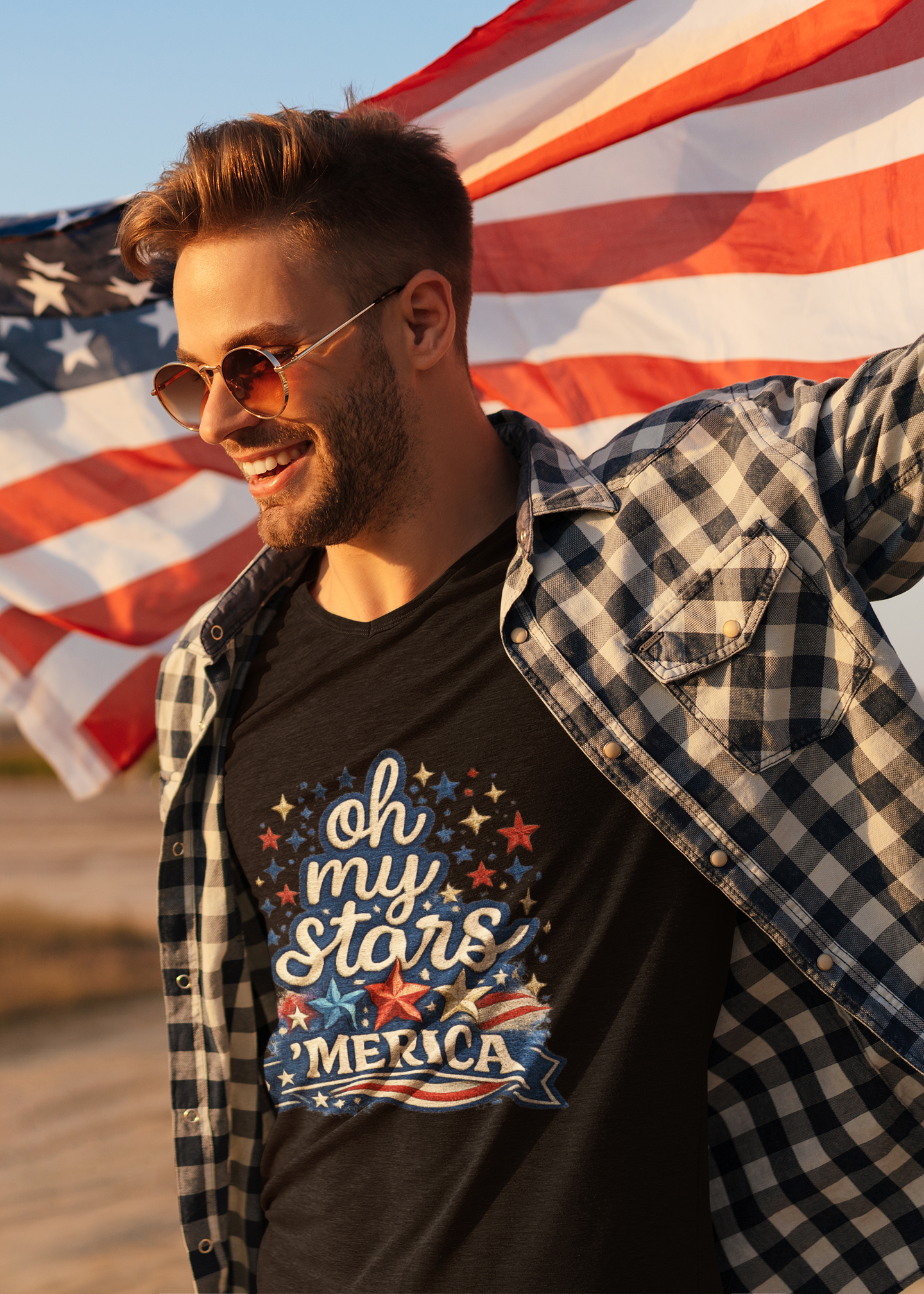 Oh My Stars 'Merica T-Shirt | Patriotic 4th of July Stars and Stripes Tee